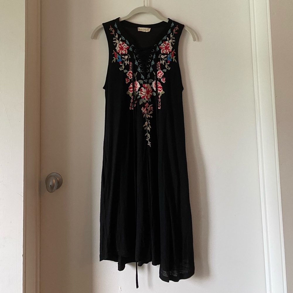Black Festival Dress with Corset V-Neck Drawstring